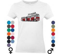 Tričko "Ikarus Bordový" s potlačou legendárneho autobusu, ideálne pre fanúšikov retro dopravy a verejného transportu.