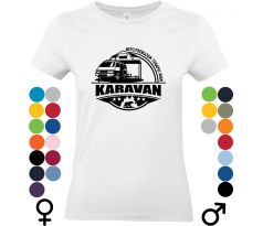 Tričko "Karavan" s potlačou karavanu, ideálne pre milovníkov cestovania a dobrodružstiev na štyroch kolesách.