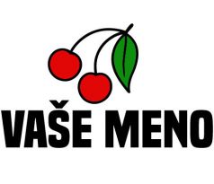 Nažehlovačka s červenými čerešňami a textom „VAŠE MENO“ – detský štítok na textil