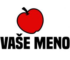 Nažehlovačka s červeným jablkom a textom „VAŠE MENO“ – personalizovaný detský štítok