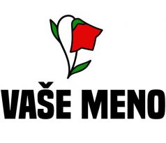 Nažehlovačka s červenou kvetinkou a textom „VAŠE MENO“ – jemný detský štítok