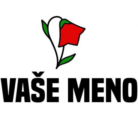Nažehlovačka s červenou kvetinkou a textom „VAŠE MENO“ – jemný detský štítok