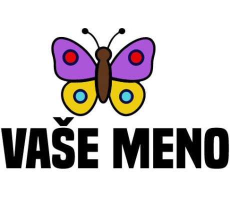 Nažehlovačka s farebným motýľom a nápisom „VAŠE MENO“ – personalizovaný štítok na oblečenie
