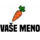 Nažehlovačka s oranžovou mrkvou a textom „VAŠE MENO“ – veselý detský štítok na textil