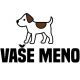 Nažehlovačka s hnedobielym psíkom a nápisom „VAŠE MENO“ – personalizovaný štítok pre deti