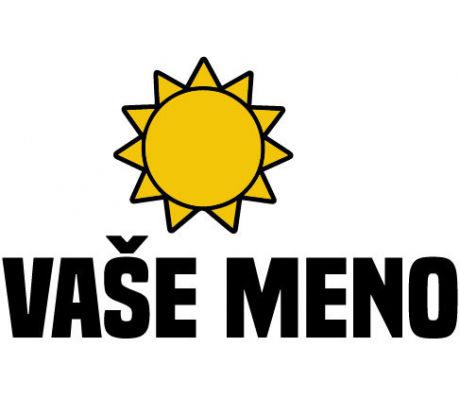 Nažehlovačka so žltým slniečkom a textom „VAŠE MENO“ – žiarivý detský štítok na textil