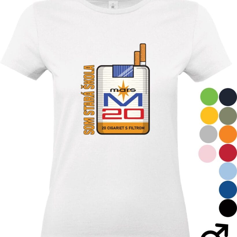 tričko stará škola s retro dizajnom a balíčkom cigariet