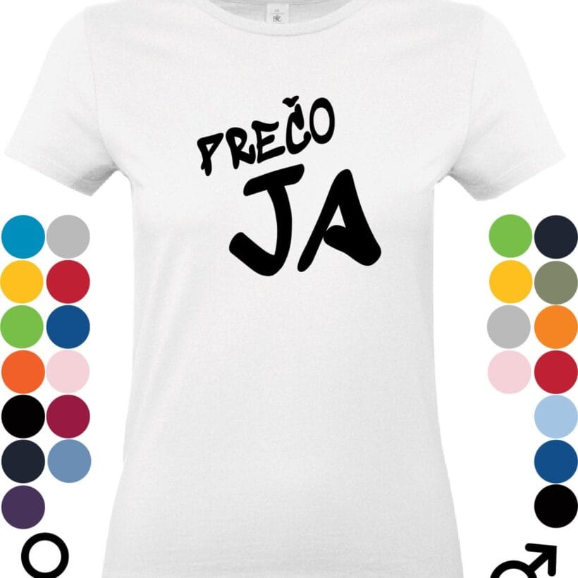 tričko prečo ja s čiernym textom na bielom podklade