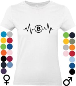 bitcoin na tričku – minimalistický čierny dizajn